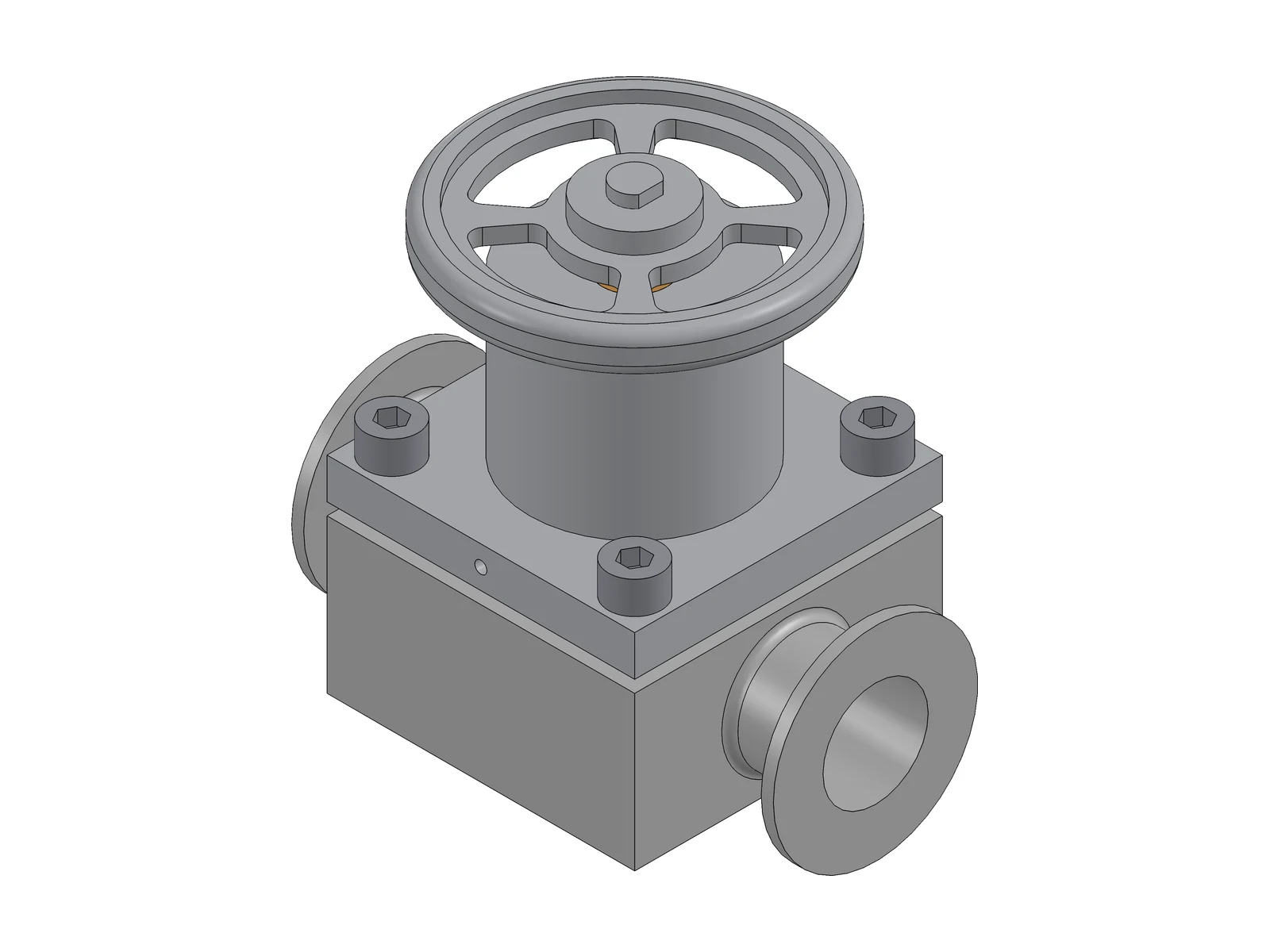 Válvula de diafragma higiénica DN 25, render de SolidWorks