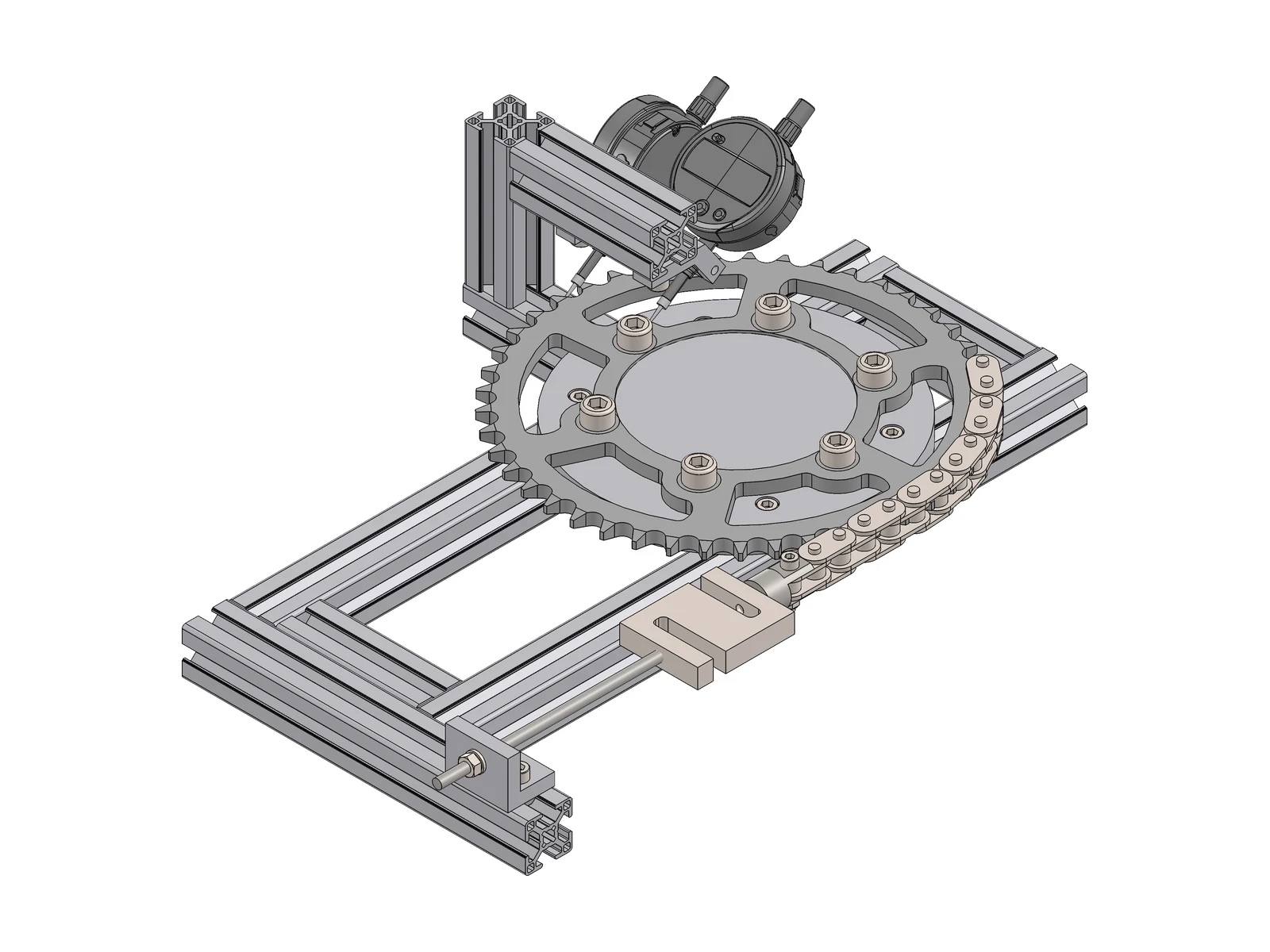 Banco de ensayo a torsión, render de SolidWorks