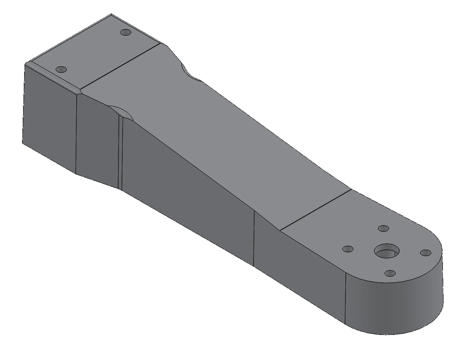 Brazo de dron inyectado, render de SolidWorks